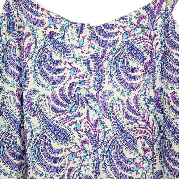 J. Crew Dress M Purple Blue Paisley Tiered Sleeveless A-Line Maxi Sundress - Picture 2 of 11